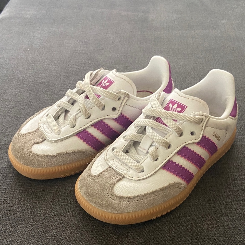 Adidas Samba Sneakers - White, Purple, and Tan